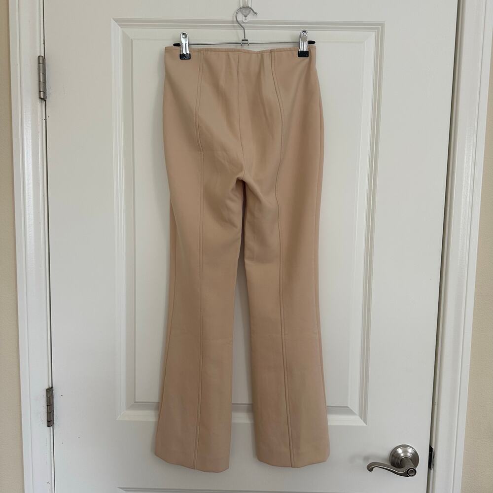 Cinq a Sept Cream Ivory High Waisted Flare Pull On Trousers Ankle Slit Size 0 - Picture 4 of 12